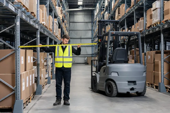 Warehouse aisle measurement before a forklift RFQ